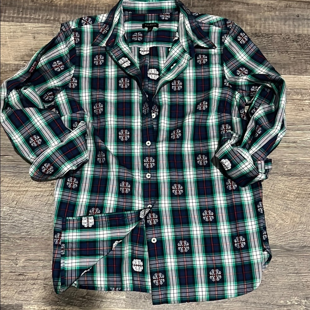 Talbots 100% Cotton Button Down Shirt. Lightweight, Plaid.